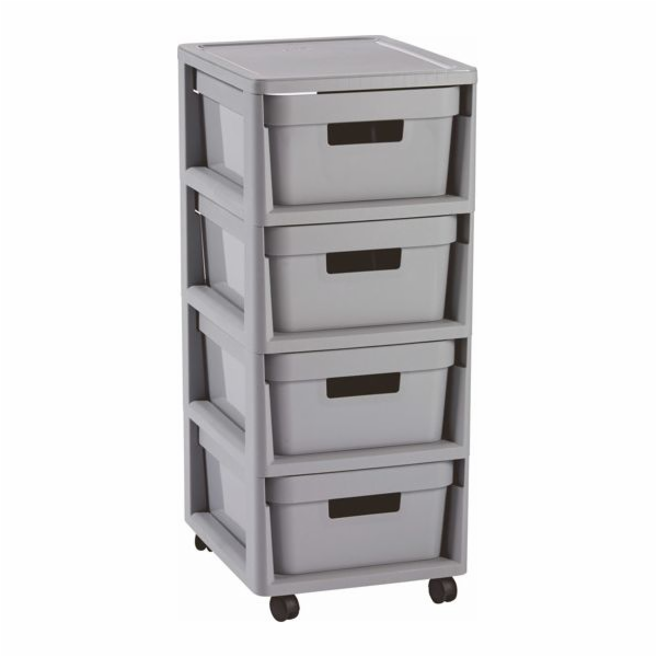 Regál Curver Infinity 4x11L se zásuvkami světle šedý