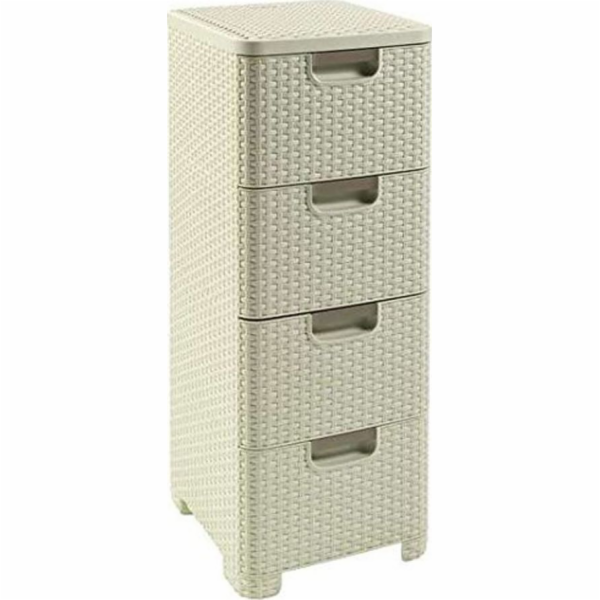 Regál Curver Style 4x14L se zásuvkami krémově bílý