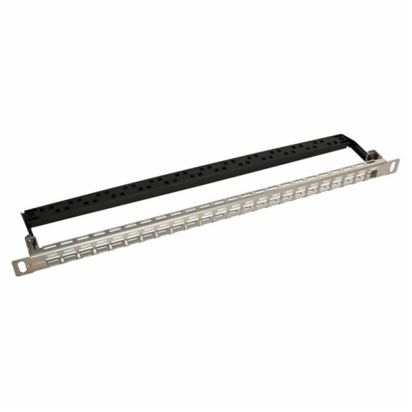 Patch panel Solarix modulární neosazený 24 portů, nerez 0,5U