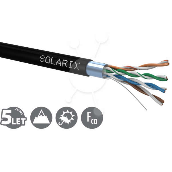 Instalační kabel Solarix venkovní FTP, Cat5E, drát, PE, b...