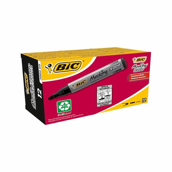 Bic permanentní popisovač 2000, kulatý hrot, černý