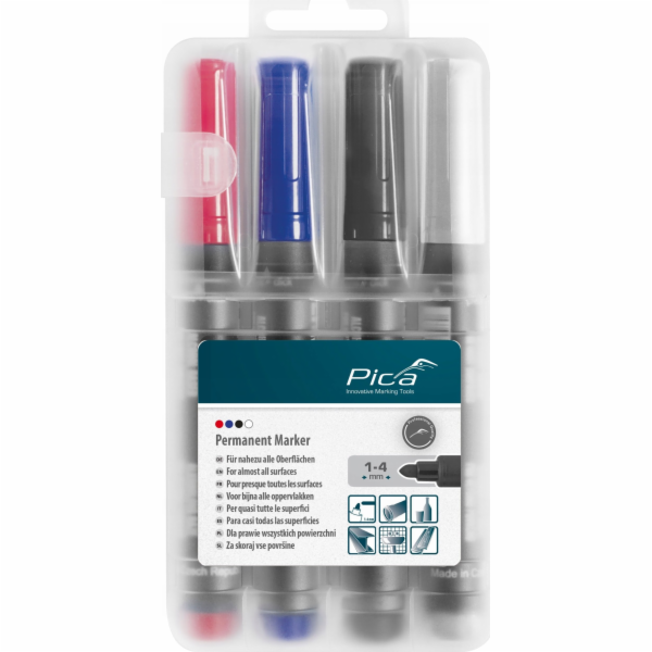 Pica permanent Marker 1-4mm  assorted with Instant-White