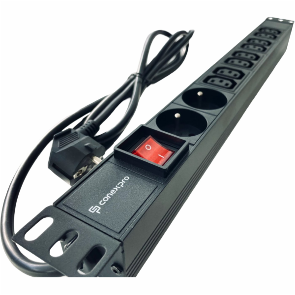 Rozvodný panel Conexpro 19" 8x230V, 16A, černý, kabel 1,4...
