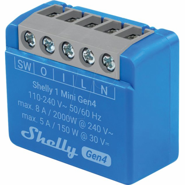 SHELLY 1 Mini Gen4 Chytrý spínač Modrá 2 kusů