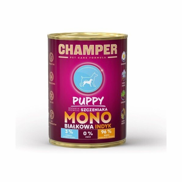 CHAMPER Puppy Mono Turkey - vlhké krmivo pro psy - 400g