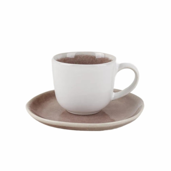 DOMOLETTI Šálek s podšálkem Rose velvet, bílý/růžový, 0,2...