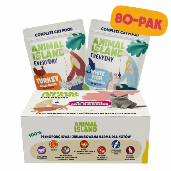 ANIMAL ISLAND Turkey / White fish Fillets in broth Box - ...