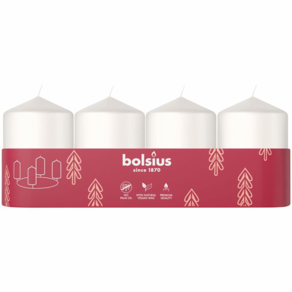 Svicky Bolsius Pillar Advent, bile, 60x40 mm, bal. 4 ks