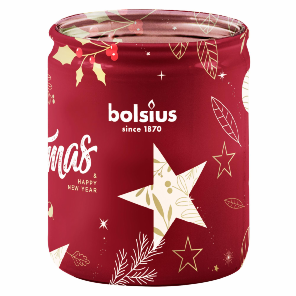 Svicka Bolsius Starlight, 82x68 mm, brusinka, ve skle