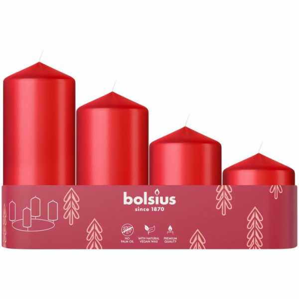 Svicky Bolsius Pillar Advent, Vanoce, cervene, 60/80/100/...