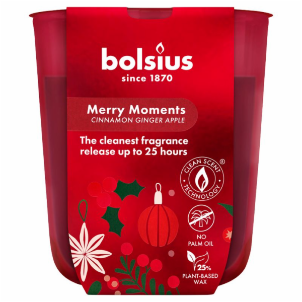 Svicka Bolsius True Glow, 80x73 mm, jablko/skorice, ve skle