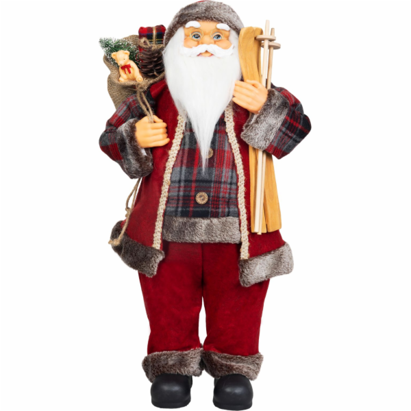 Dekorace MagicHome Vánoce, Santa, s dárkem, červený, 60 cm