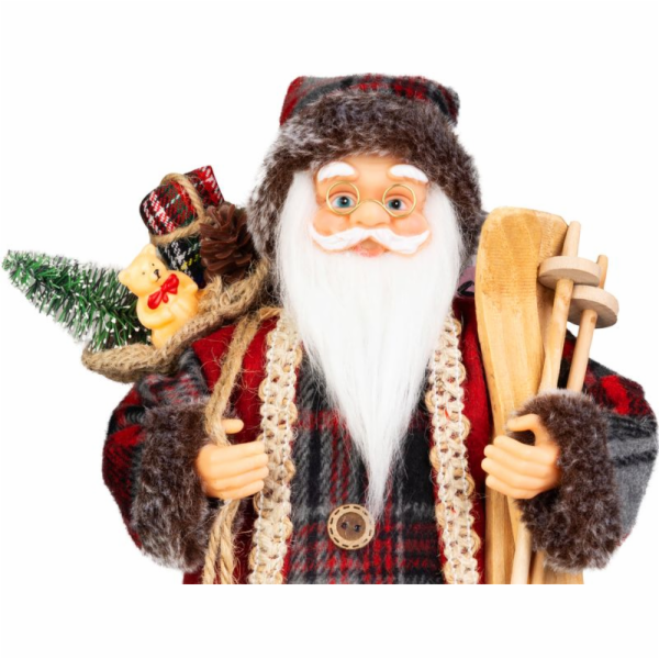 Dekorace MagicHome Vanoce, Santa, s darkem, cerveny, 30 cm