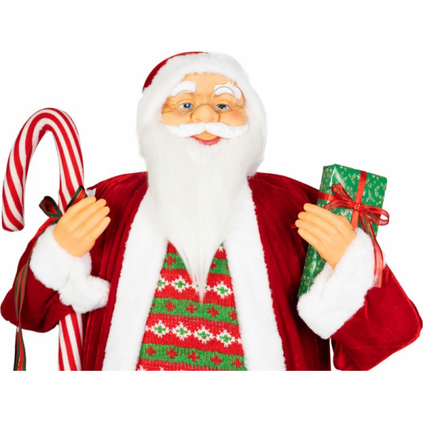Dekorace MagicHome Vánoce, Santa, s dárkem, červený, 120 cm