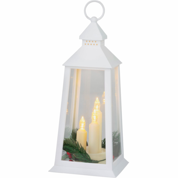 Lucerna MagicHome Vanoce, plast, bila, 3xLED zluta, 14x14...