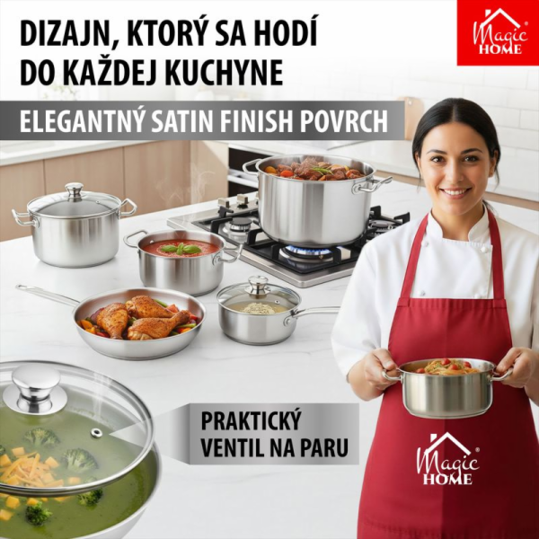 Panvica MagicHome Chloe, 28 cm, 4 lit.,so sklenenou pokri...