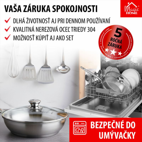 Panvica MagicHome Chloe, 20 cm, 1,5 lit., so sklenenou po...
