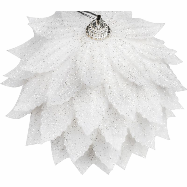 Dekorácia MagicHome Vianoce, Guľa, biela, s glitrami, 10 cm