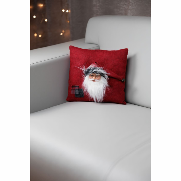 Vankúš MagicHome Vianoce, Santa, červený, 30x30 cm