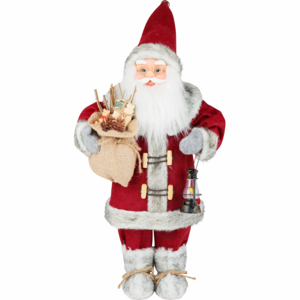 Dekorácia MagicHome Vianoce, Santa s lampášom, červený, 4...