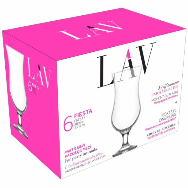 Pohár Fiesta, LAV, sklenený, na koktail, 390 ml, 75x182 m...