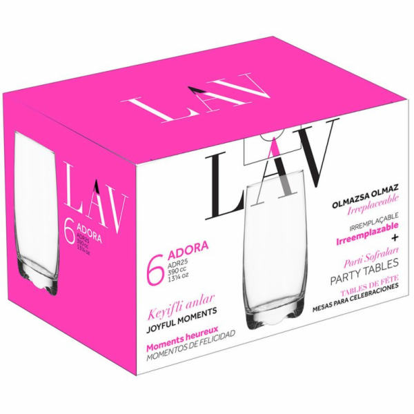 Pohár Adora, LAV, sklenený, na vodu, 390 ml, 61x145 mm, b...