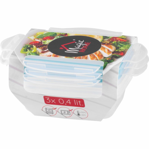 Dóza MagicHome Lunchbox set YH375, obdĺžniková, sada 3 ks...