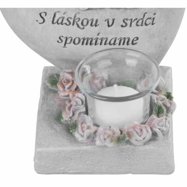 Dekorácia MagicHome, Srdce s anjelikmi, polyresin, na hro...