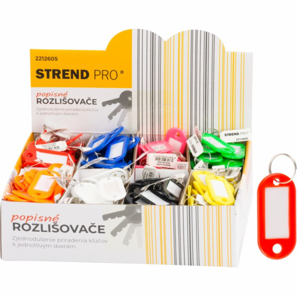 Rozlišovač Strend Pro, popisný prívesok na kľúče, mix far...
