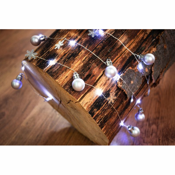 MagicHome Vánoční kulový řetěz, 20x LED studená bílá, s k...