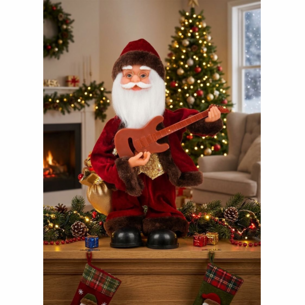 MagicHome Vánoční dekorace, Santa s kytarou, 3xAAA, 35 cm...