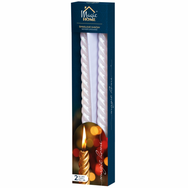 MagicHome Vánoční svíčka, 25 cm, bal. 2 ks, bílá, spirálo...