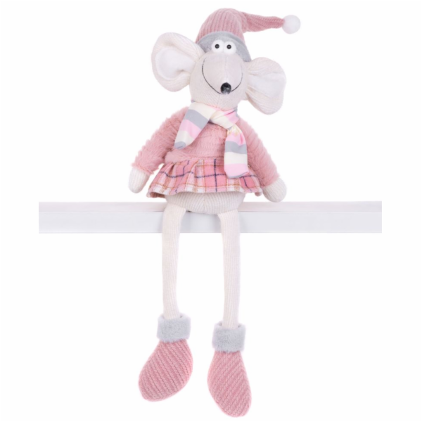 MagicHome Vánoční figurka, Myška s dlouhýma nohama, růžov...