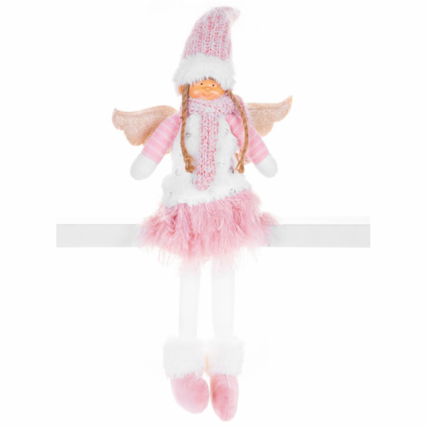 MagicHome Vánoční figurka, Anděl s růžovou krátkou sukní,...