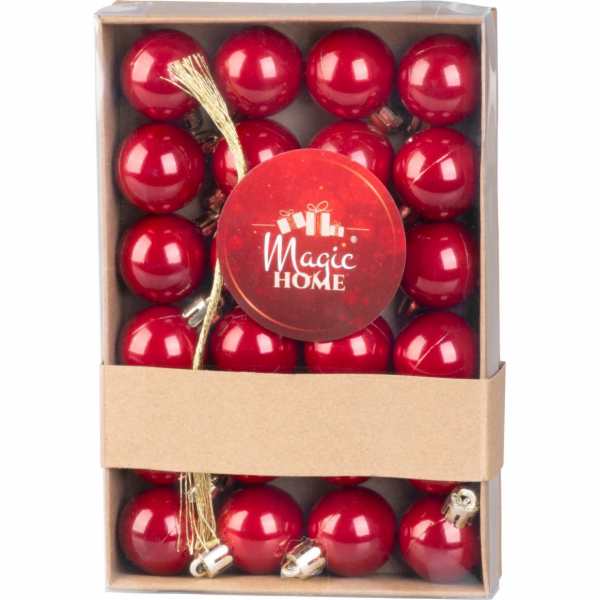 Koule MagicHome Vánoce, 24 ks, sada, červené, na vánoční ...