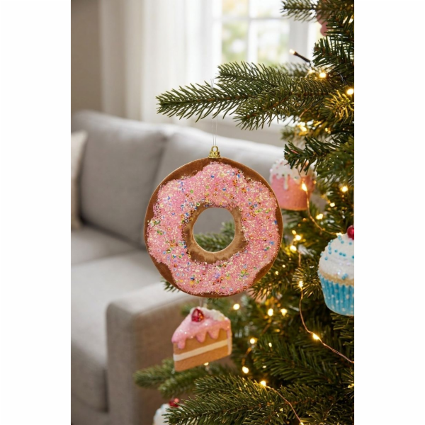 Dekorace MagicHome Christmas Candy Line, donut, hnědá, zá...