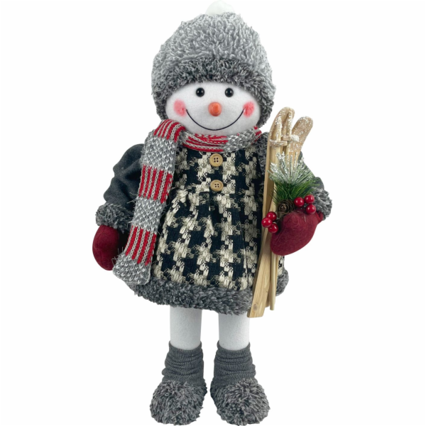 MagicHome Vánoční dekorace, Sněhulák s lyžemi, 50 cm
