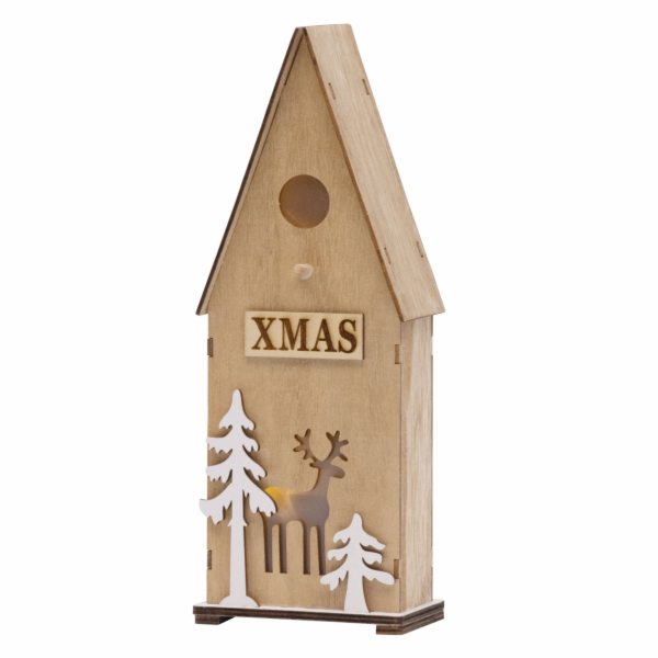 Dekorace MagicHome Christmas Woodeco, ptačí budka, 3 LED ...
