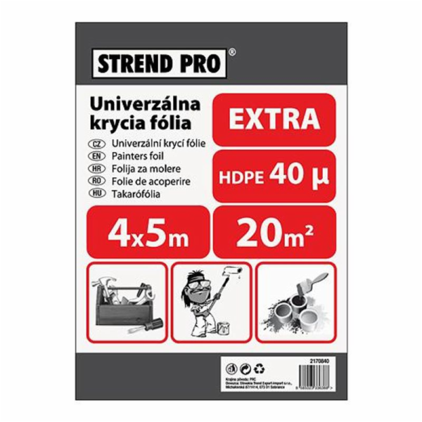 Krycí fólie Strend Pro Extra, malířská, 4x5 m, 40µ, krycí