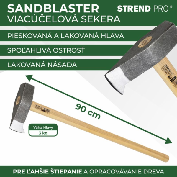 Sekera Strend Pro A6441 Pískovací 3000 g, štípací, dřevěn...