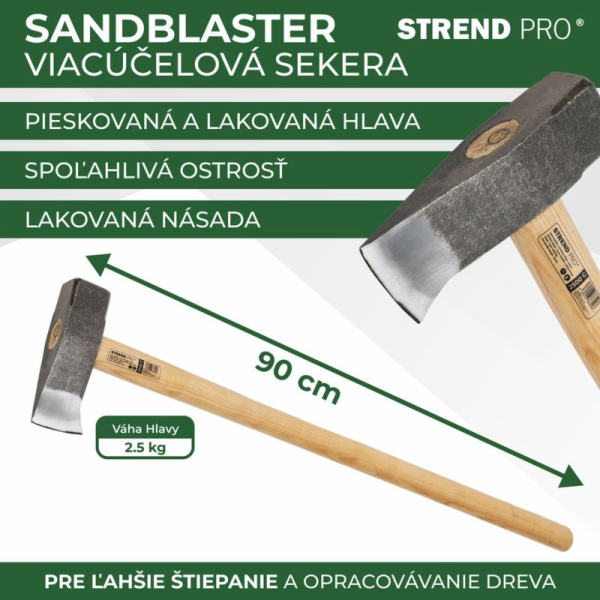 Sekera Strend Pro A6441 Pískovací 2500 g, štípací, dřevěn...