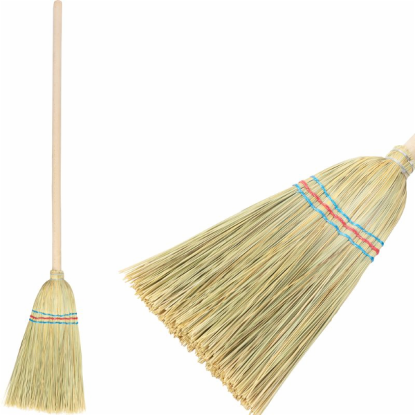 MagicHome koště, čirok, střední dětské, 3x šité, násada 6...