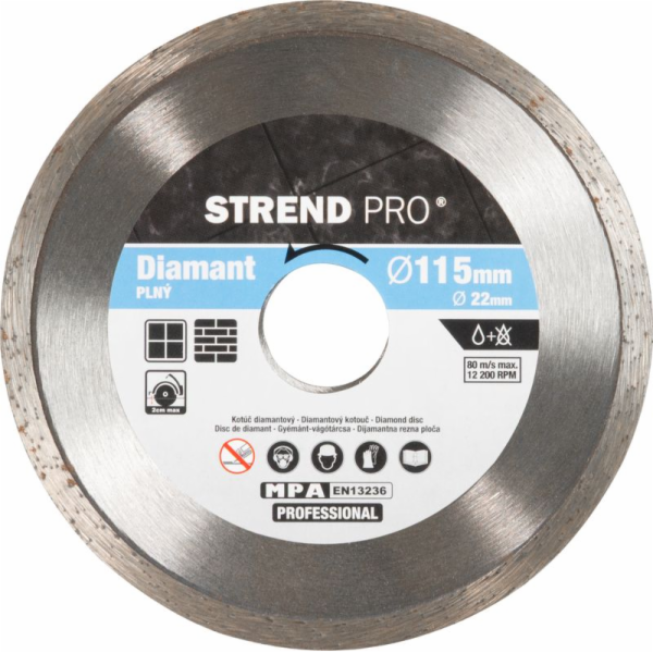 Čepel Strend Pro 521B, 115 mm, diamantová, plná