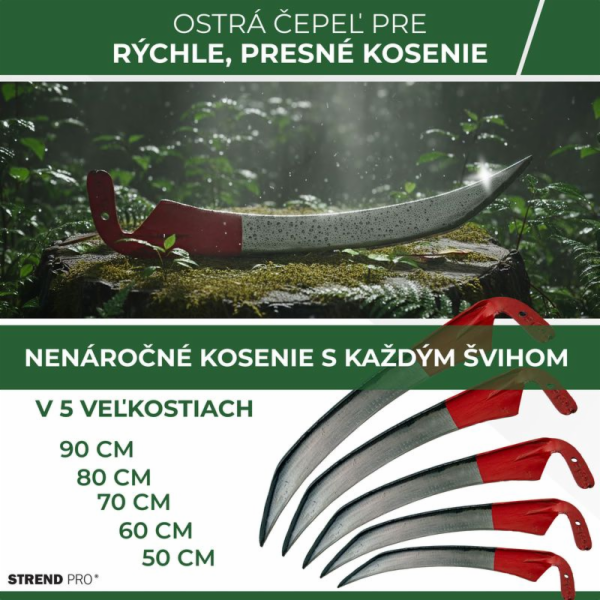 Kosa Sobol 700 mm, kovaná + kovové žací ústrojí, na trávu