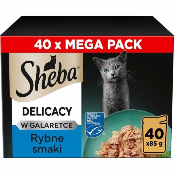 SHEBA Delicacy Rybí příchutě v želé – mokré krmivo pro ko...