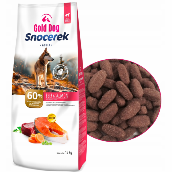 GOLD DOG Snocerek Large breeds hovězí a losos - suché krm...