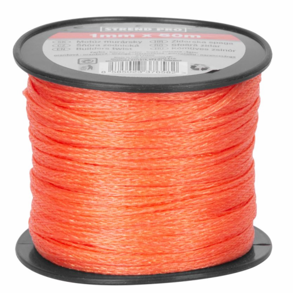 Strend Pro oranžový motouz, 1 mm, L-50 m, zdivo