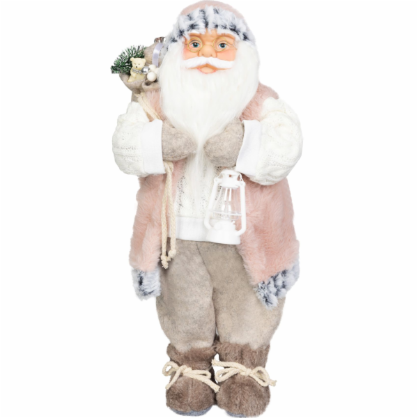 Dekorace MagicHome Vánoce, Santa, s dárkem, růžovo-hnědý,...