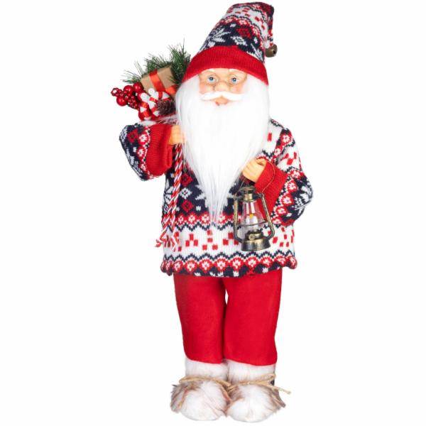 Dekorace MagicHome Vánoce, Santa, se svetrem, 60 cm