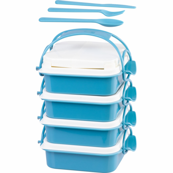 MagicHome Lunchbox, čtvercový, 4 kusy, s příbory, 4x0,8 l...